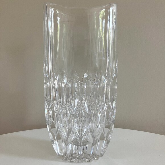 Vintage Gorham Lead Crystal Vase Althea Oval Elongated Diamond Pattern 9” - Picture 1 of 9